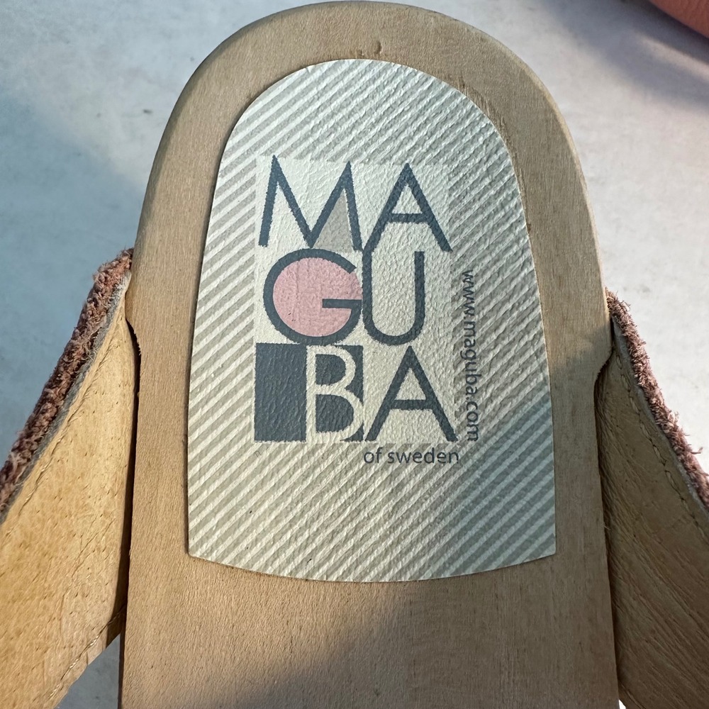 Maguba of Sweden Nairobi Leather T Strap Clogs Size 40 US 10 Putty Pink Boho - Picture 4 of 9